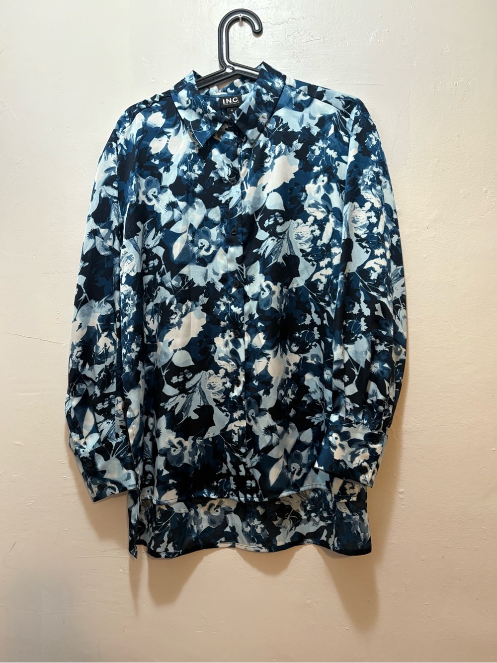 INC International Concepts Men's Navy & White Floral Button-Up Shirt Jacket